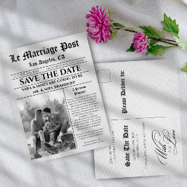 Unique Newspaper wedding Announcement Postcard Aankondigingskaart