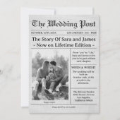 Unique Newspaper Wedding Invitation Details Photo Kaart (Voorkant)