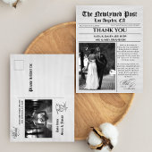 Unique Newspaper Wedding Thank You Postcard Briefkaart