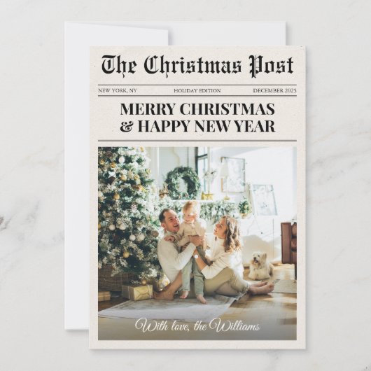 Unique Newspaper What A Year Photo Christmas Feestdagenkaart (Voorkant)