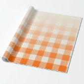 Unique Orange & Cream Peek-A-Boo Buffalo Plaid Cadeaupapier (Uitgerold)