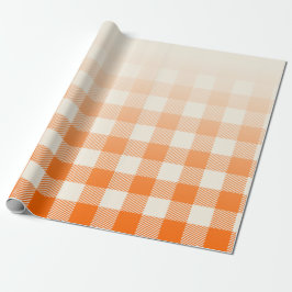 Unique Orange & Cream Peek-A-Boo Buffalo Plaid Cadeaupapier