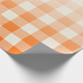 Unique Orange & Cream Peek-A-Boo Buffalo Plaid Cadeaupapier (Hoek)