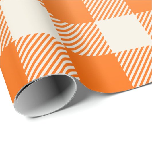 Unique Orange & Cream Peek-A-Boo Buffalo Plaid Cadeaupapier