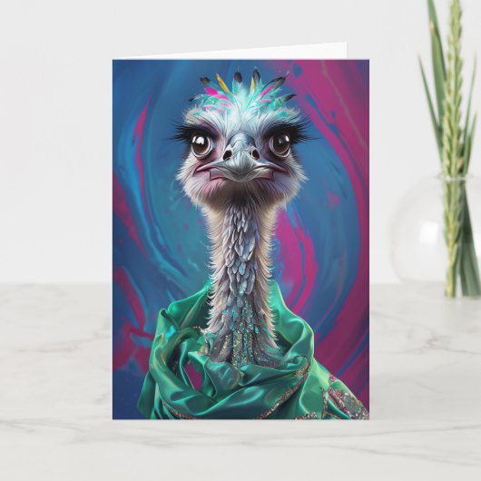 Unique Ostrich design Feestdagen Kaart (Voorkant)