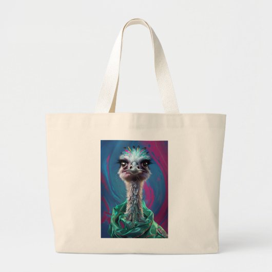 Unique Ostrich design Grote Tote Bag (Voorkant)