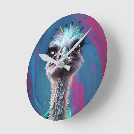 Unique Ostrich design Ronde Klok (Hoek)