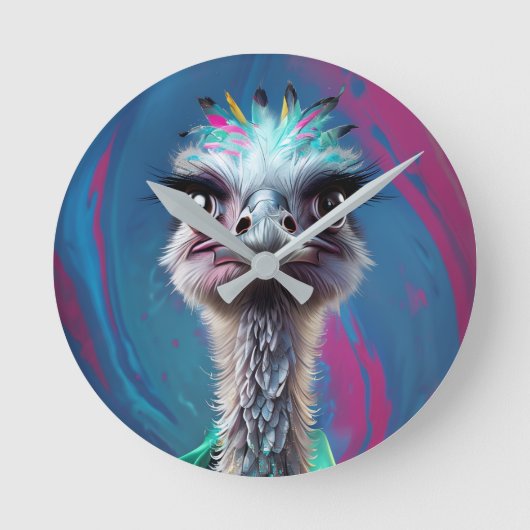 Unique Ostrich design Ronde Klok (Voorkant)