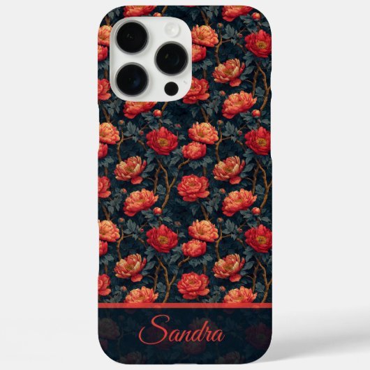 Unique Peonies Customizable Name Iphone Case (Achterkant)