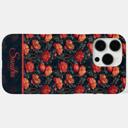 Unique Peonies Customizable Name Iphone Case (Achterkant (horizontaal))