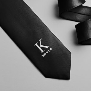 Unique personalized black and white monogram name stropdas
