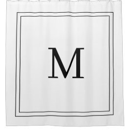 Unique Personalized white and black Name Monogram  Douchegordijn