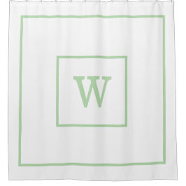 Unique Personalized white and green Name Monogram  Douchegordijn