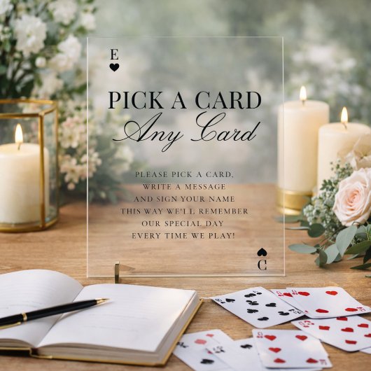 Unique Pick A Card Any Card Wedding Guestbook Acryl Bord