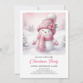Unique Pink Snowman Kids Download Christmas Invite Kaart (Voorkant)