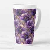 Unique Purple Floral Alcohol Ink Ceramic Latte Mug Mok (Rechterhoek)