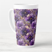 Unique Purple Floral Alcohol Ink Ceramic Latte Mug Mok (Linkerhoek)