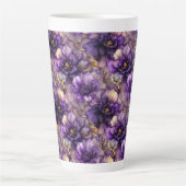 Unique Purple Floral Alcohol Ink Ceramic Latte Mug Mok (Voorkant)