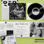 Unique Record Album Hoesje B&W Foto Bruiloft Drieluik Uitnodiging<br><div class="desc">Net als een klassiek album ontvouwt zich deze vierkante vouwuitnodiging om het verhaal van je speciale dag te vertellen. Een unieke retro-uitnodiging die uw ceremonie en receptie omvat en extra details zoals accommodaties in een enkele kaart met ongelooflijke stijl. Het eerste wat je gasten zal verrassen, zijn je foto en...</div>