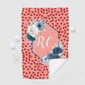 unique Red hearts on pink and pattern Custom Golfhanddoek (Insitu)