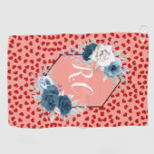 unique Red hearts on pink and pattern Custom Golfhanddoek (Horizontaal)