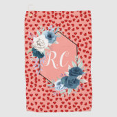 unique Red hearts on pink and pattern Custom Golfhanddoek (Voorkant)
