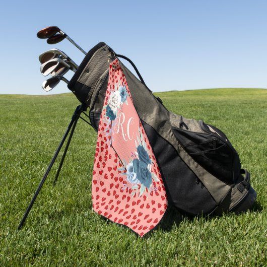unique Red hearts on pink and pattern Custom Golfhanddoek (Groen)