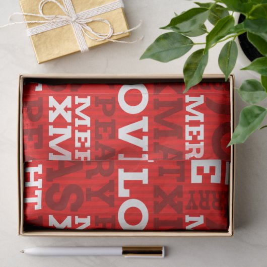 Unique Red Non-Traditional Christmas Script  Tissuepapier (Geschenk)