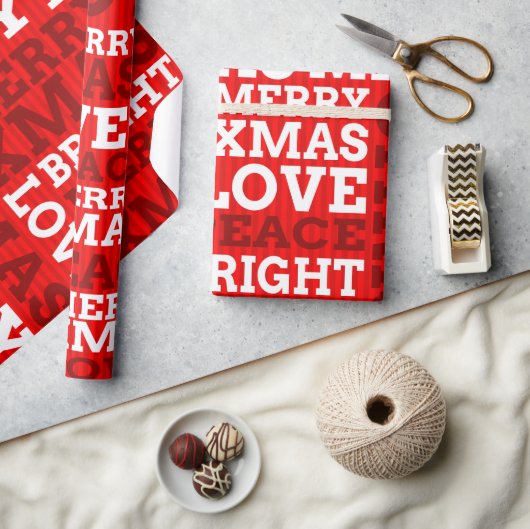 Unique Red Non-Traditional Merry Christmas Script Cadeaupapier (Crafts)