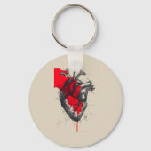 Unique Red Splatter Human Heart Keychain (Voorkant)