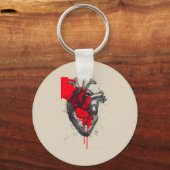 Unique Red Splatter Human Heart Keychain (Voorkant)