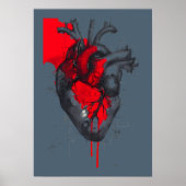 Unique Red Splatter Human Heart Poster Art (Voorkant)