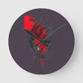 Unique Red Splatter Human Heart Wall Clock Ronde Klok (Voorkant)