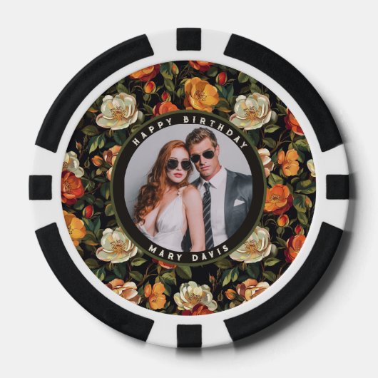 Unique Rose Floral Garden Birthday Party Poker Chips (Voorkant)