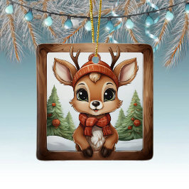 Unique Rustic Christmas Reindeer Lover Gift 🦌🎄 Keramisch Ornament