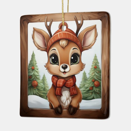 Unique Rustic Christmas Reindeer Lover Gift 🦌🎄 Keramisch Ornament (Links)