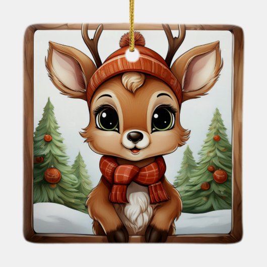 Unique Rustic Christmas Reindeer Lover Gift 🦌🎄 Keramisch Ornament (Achterkant)