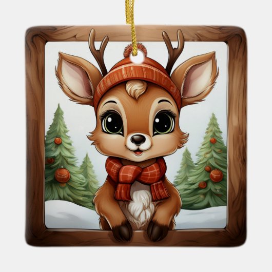 Unique Rustic Christmas Reindeer Lover Gift 🦌🎄 Keramisch Ornament (Voorkant)