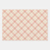 Unique Rustic Cream & Red Squiggly Mixed Plaid Inpakpapier Vel (Voorkant)