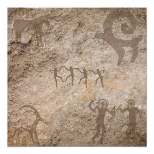Unique Southwest Petroglyph Native Paintings Perfect Poster (Voorkant)