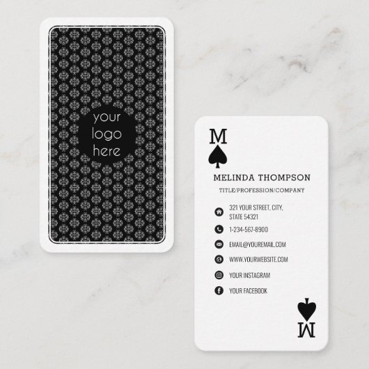 Unique Spades Business Logo Speelend Visitekaartje (Voorkant / Achterkant)
