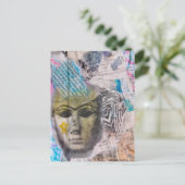 Unique Stone face Abstract Mix Media Collage Briefkaart (Staand voorkant)