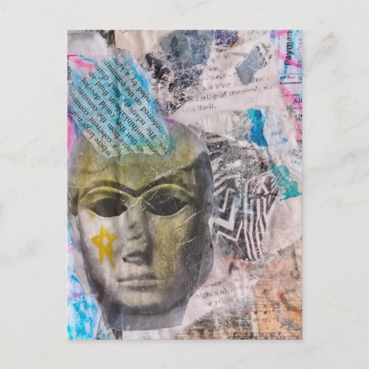 Unique Stone face Abstract Mix Media Collage Briefkaart (Voorkant)