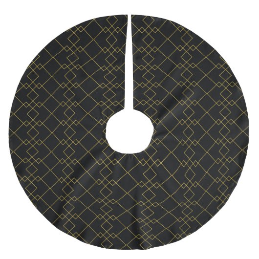 Unique Stylish Metallic Gold Box Pattern Black Kerstboom Rok (Voorkant)