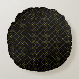 Unique Stylish Metallic Gold Box Pattern Black Rond Kussen