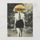 Unique Surreal Cheeseburger Woman Mixed Media Briefkaart (Voorkant)
