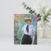 Unique Surreal Cheeseburger Woman With Plants Briefkaart (Staand voorkant)