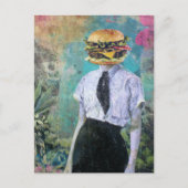 Unique Surreal Cheeseburger Woman With Plants Briefkaart (Voorkant)