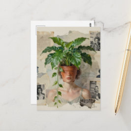 Unique Surreal Flower Pot Woman Briefkaart