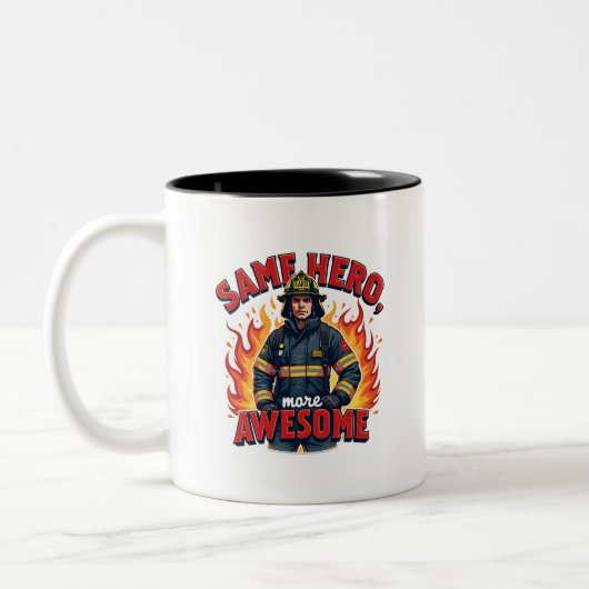 Unique Volunteer Firefighter With Red Text Tweekleurige Koffiemok (Links)
